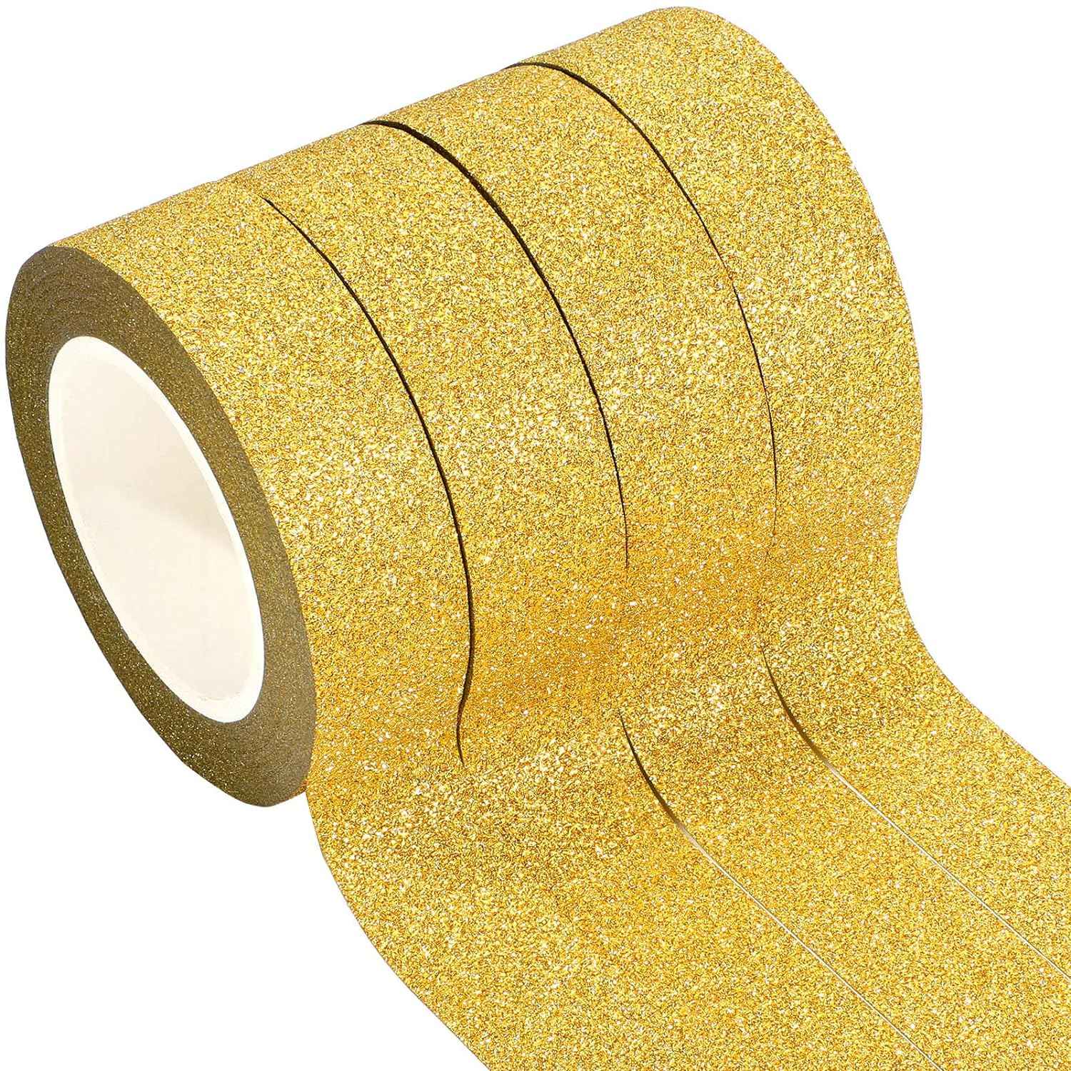4 Rolls 0.6Inch x 11 Yards Glitter Washi Tape Crafting Masking Tape - TTpen