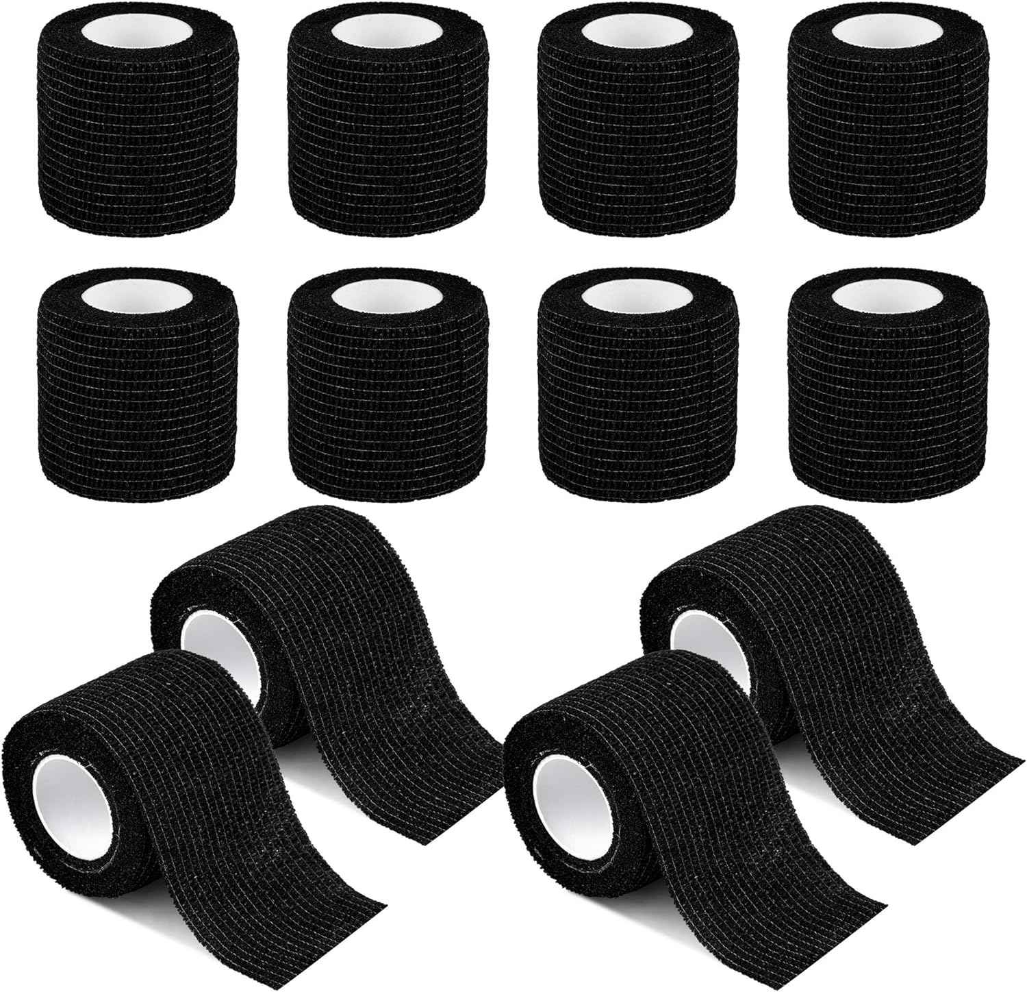 12 Pack Self Adherent Cohesive Wrap Bandages,2 Inches X 5 Yards,Black - TTpen