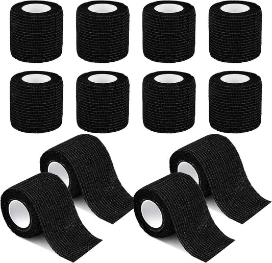 12 Pack Self Adherent Cohesive Wrap Bandages,2 Inches X 5 Yards,Black - TTpen
