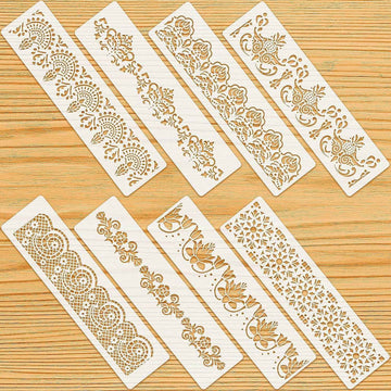 8 Pieces Ornate Border Stencil Flower Template DIY Art and Craft - TTpen