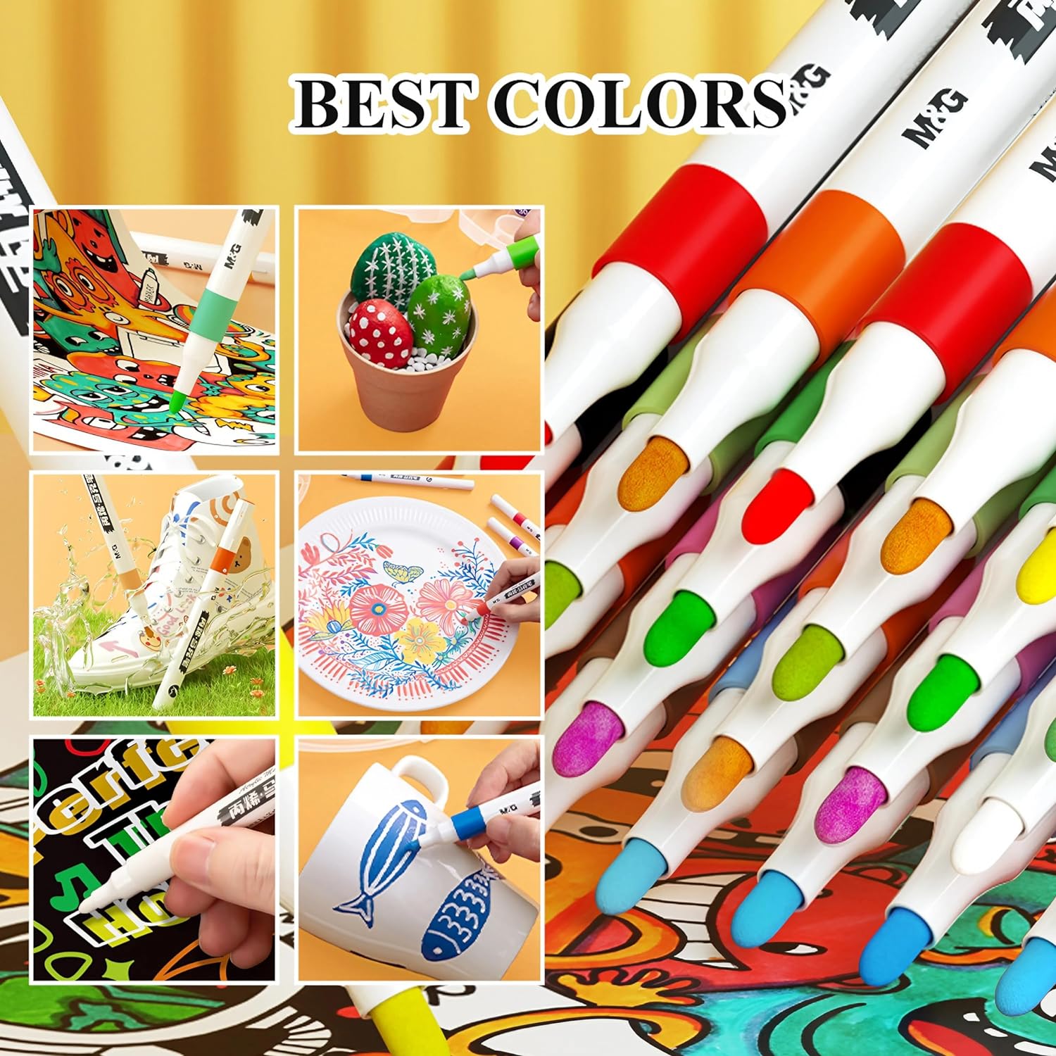 M&G 48 Colors Acrylic Paint Pens Markers for Rock Painting,Stone,Wood