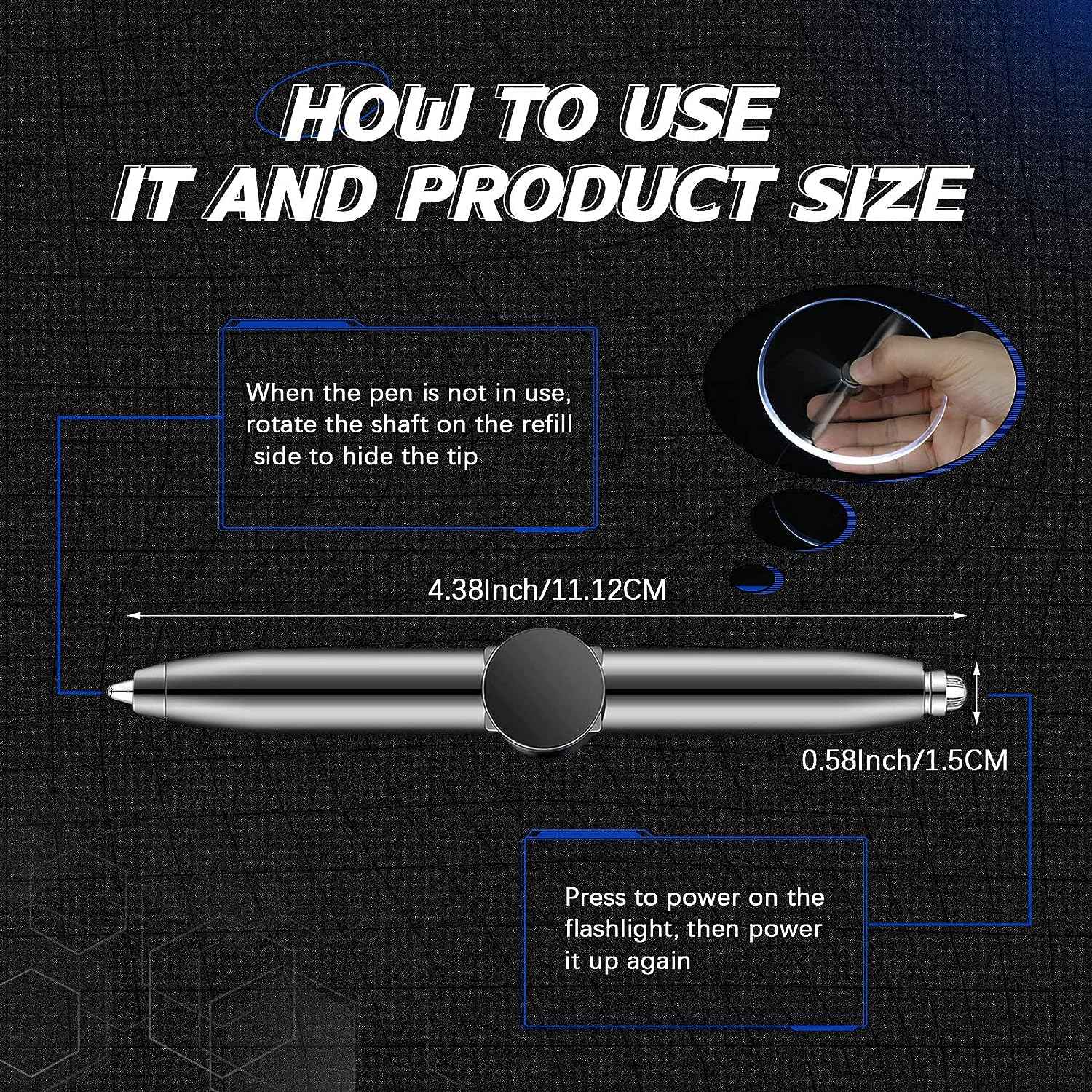 2Pcs Fidget Spinning Pen with LED Light Stress Reducer Ballpoint Pen - TTpen