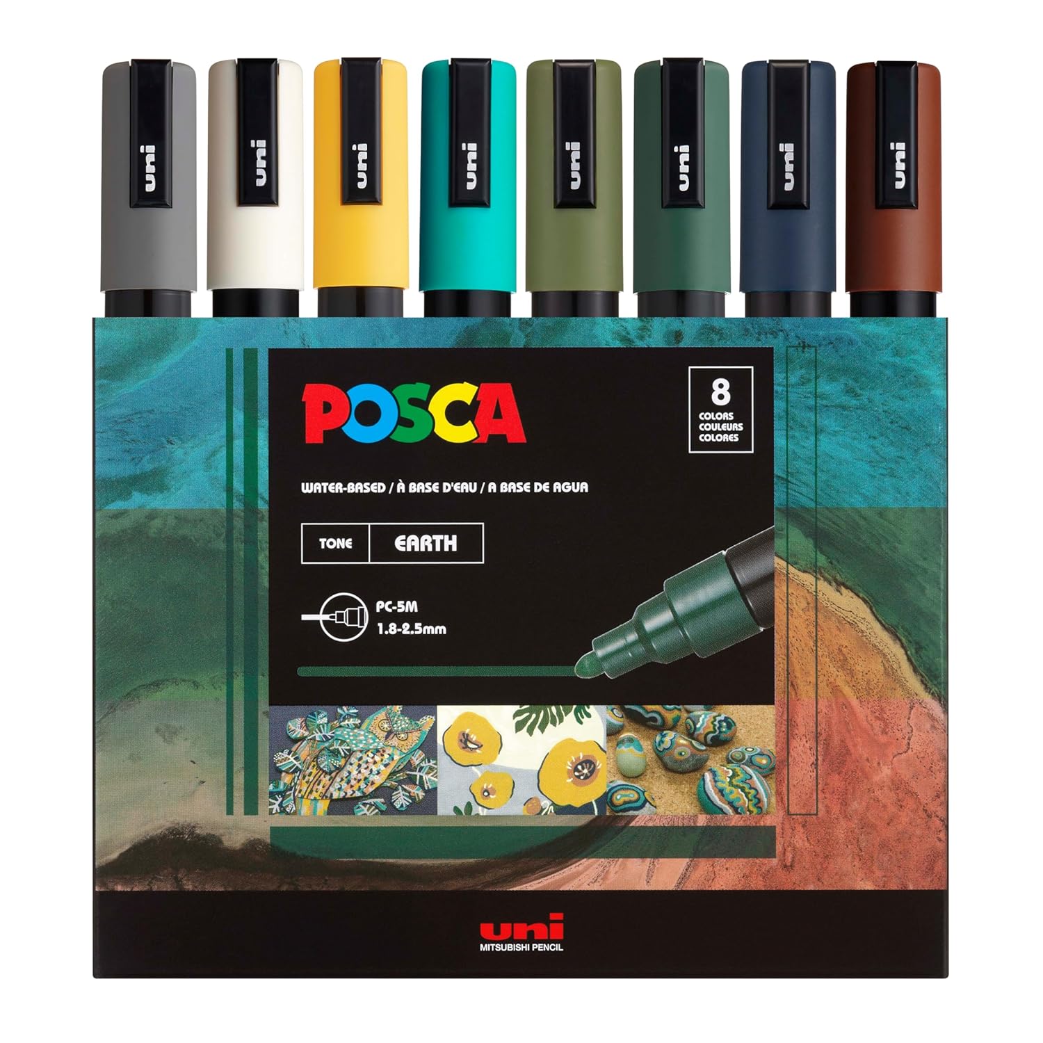 Uni Posca Paint Marker PC-5M - Medium Point - 8 Color Earth Tones