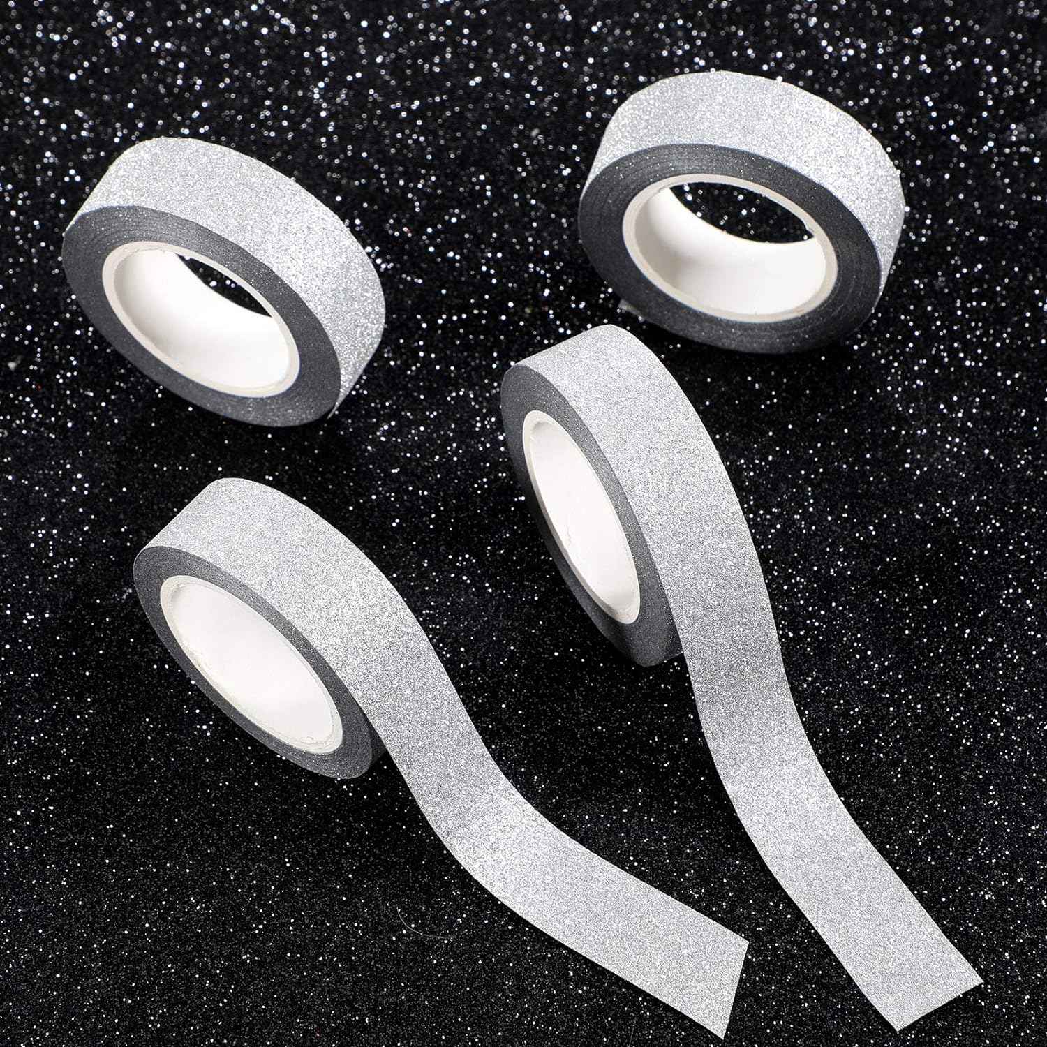 4 Rolls Silver Washi Tape Crafting Glitter Masking Tape - TTpen