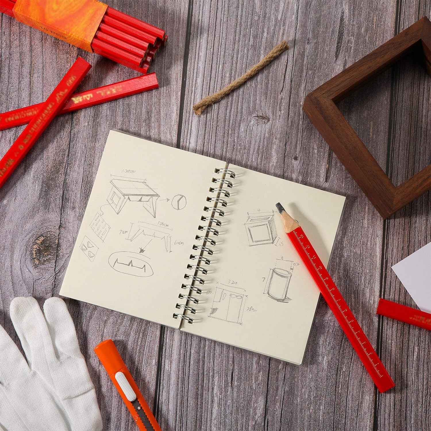 100 Pieces Octagonal Red Hard Black Carpenter Construction Pencils - TTpen