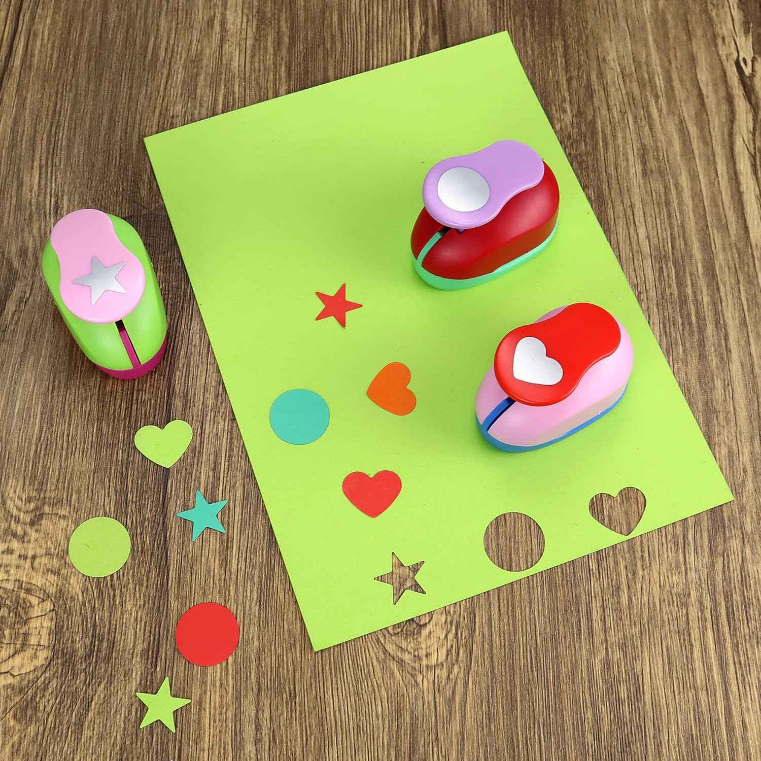 3Pcs 1 Inch Paper Punches with Heart,Star,Circle Craft Hole Shapes - TTpen