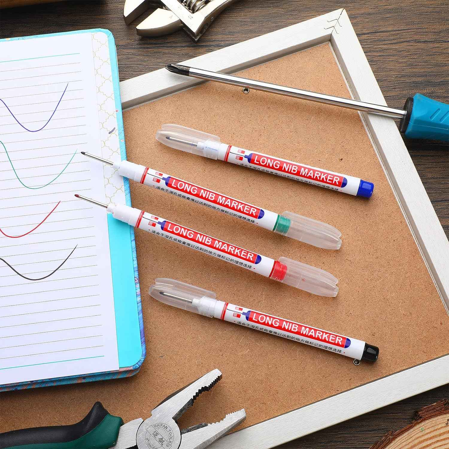 24Pcs Deep Hole Marker Pens 20mm Deep Drill Hole Long Nib Marker - TTpen