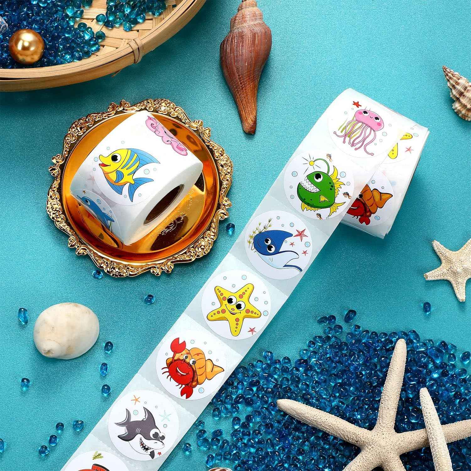 1000Pcs Round Sea Ocean Animal Stickers,1.5 Inch - TTpen