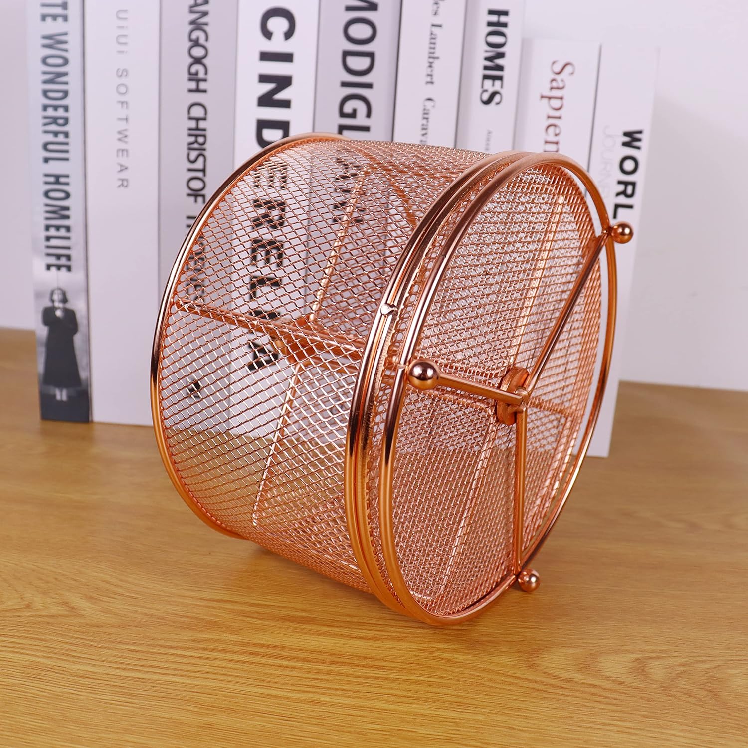 Mesh Rotating Desk Organizer Pen Pencil Holder 4 Compartments