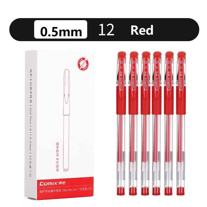 Comix A1 Gel Pens Black Red Ink,Fine Point (0.5mm),12 Count - TTpen
