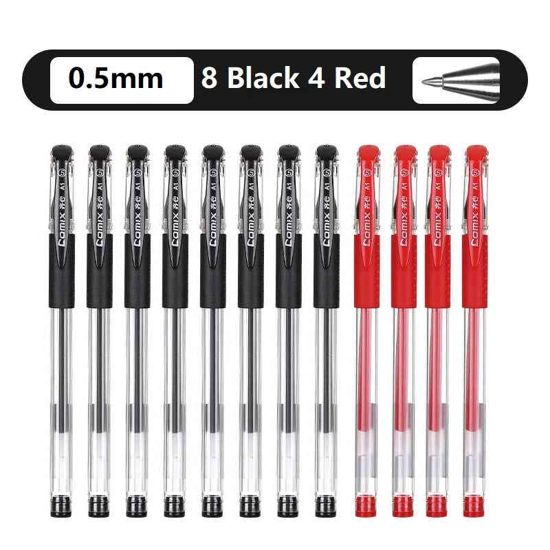 Comix A1 Gel Pens Black Red Ink,Fine Point (0.5mm),12 Count - TTpen