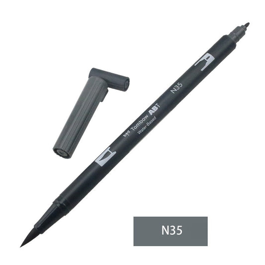 Tombow Dual Brush Pen,Grayscale,1-Pack,Brush and Fine Tip Marker N35
