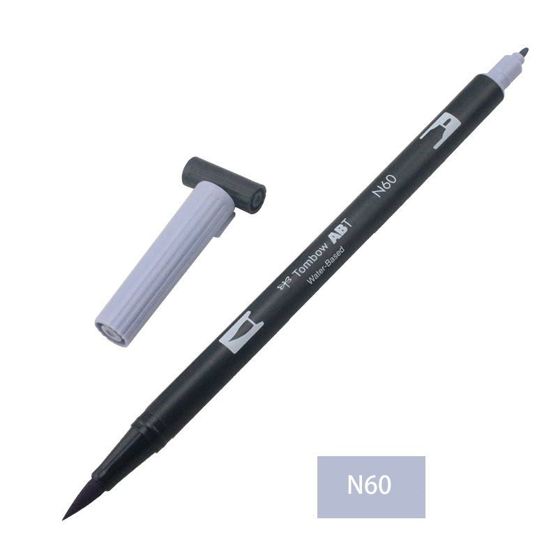 Tombow Dual Brush Pen,Grayscale,1-Pack,Brush and Fine Tip Marker N60