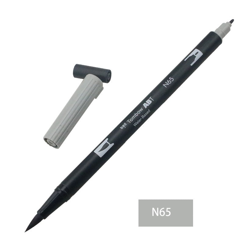 Tombow Dual Brush Pen,Grayscale,1-Pack,Brush and Fine Tip Marker N65