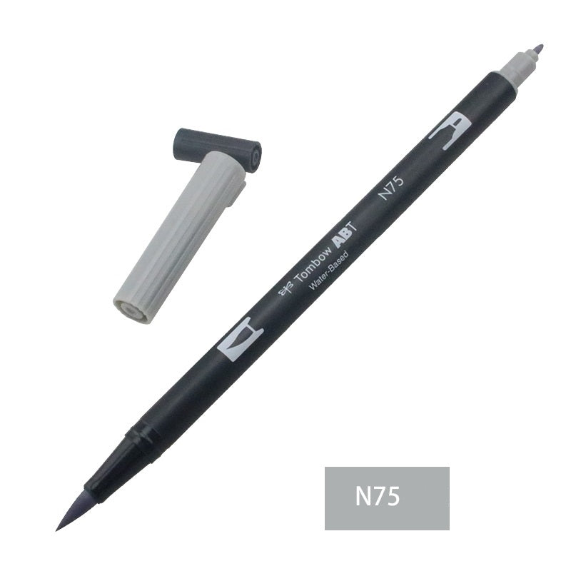 Tombow Dual Brush Pen,Grayscale,1-Pack,Brush and Fine Tip Marker N75
