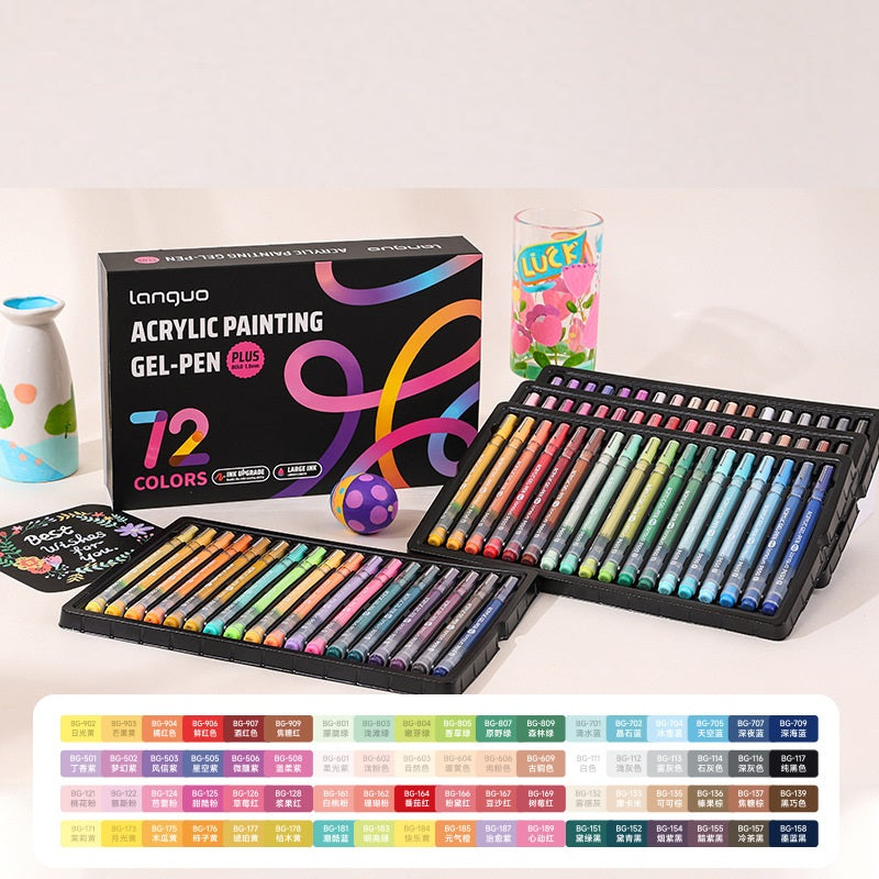 Languo Acrylic Gel Pens 1.0mm 36/54/72/90 Color Set for Art Journaling