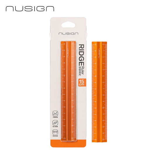 DELI NUSIGN 15cm Anti-Slip Aluminum Ridge Ruler 2 Pack