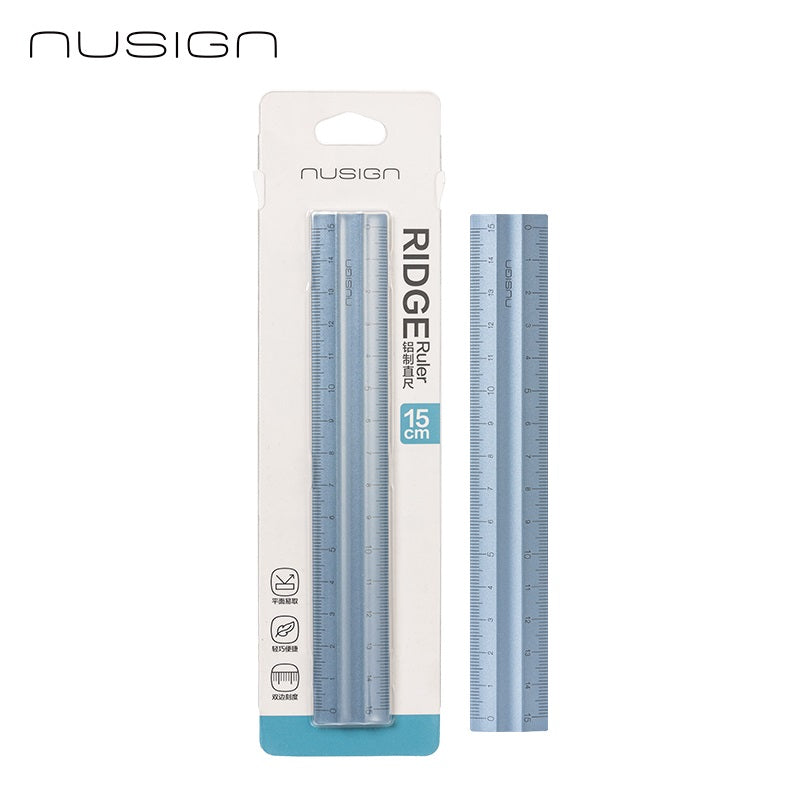 DELI NUSIGN 15cm Anti-Slip Aluminum Ridge Ruler 2 Pack