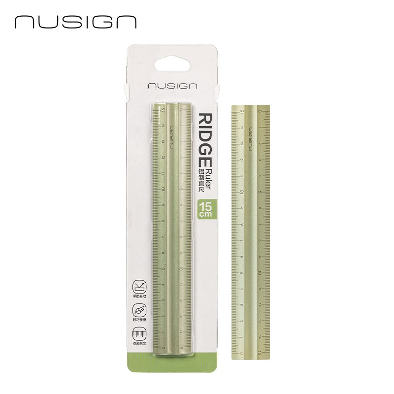 DELI NUSIGN 15cm Anti-Slip Aluminum Ridge Ruler 2 Pack