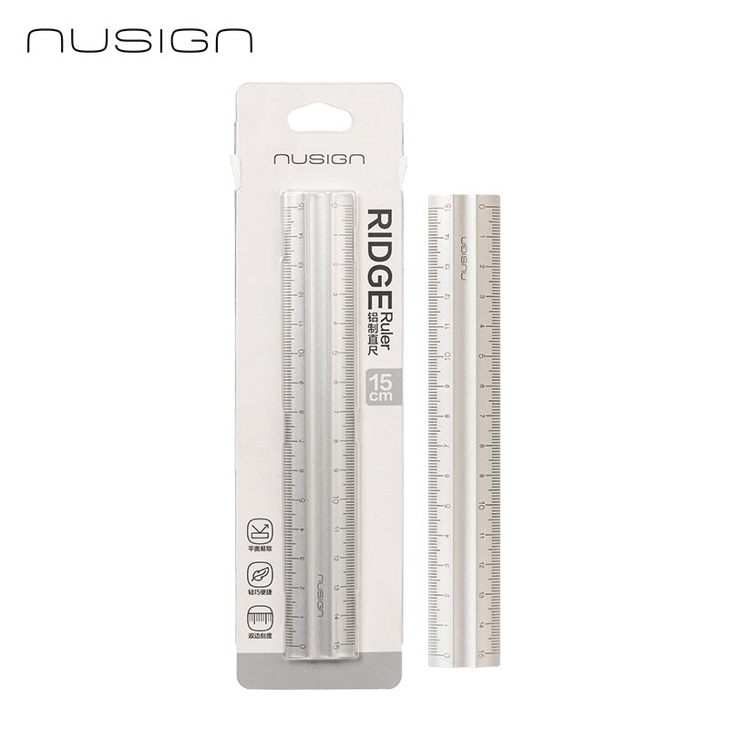 DELI NUSIGN 15cm Anti-Slip Aluminum Ridge Ruler 2 Pack