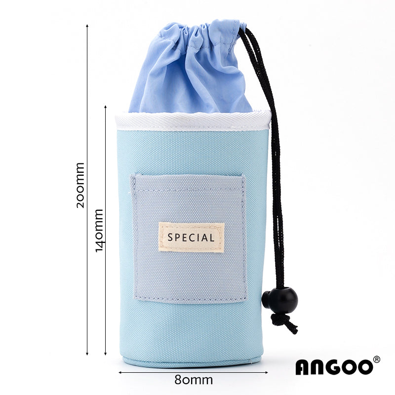 Angoo Drawstring Stand-Up Pencil Case 20-Marker Organizer Desk Pen Holder
