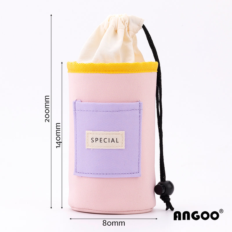 Angoo Drawstring Stand-Up Pencil Case 20-Marker Organizer Desk Pen Holder