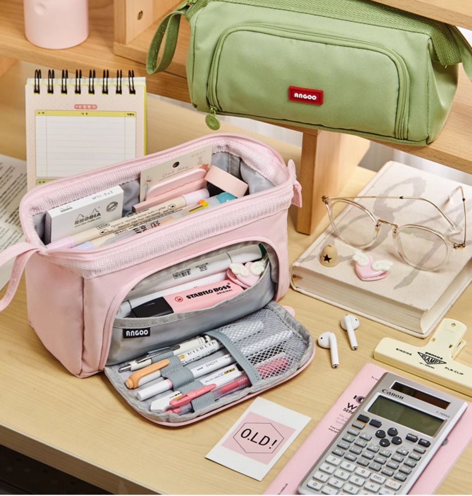 Angoo Pencil Case Extra Large 100-Pen Capacity Canvas Organizer