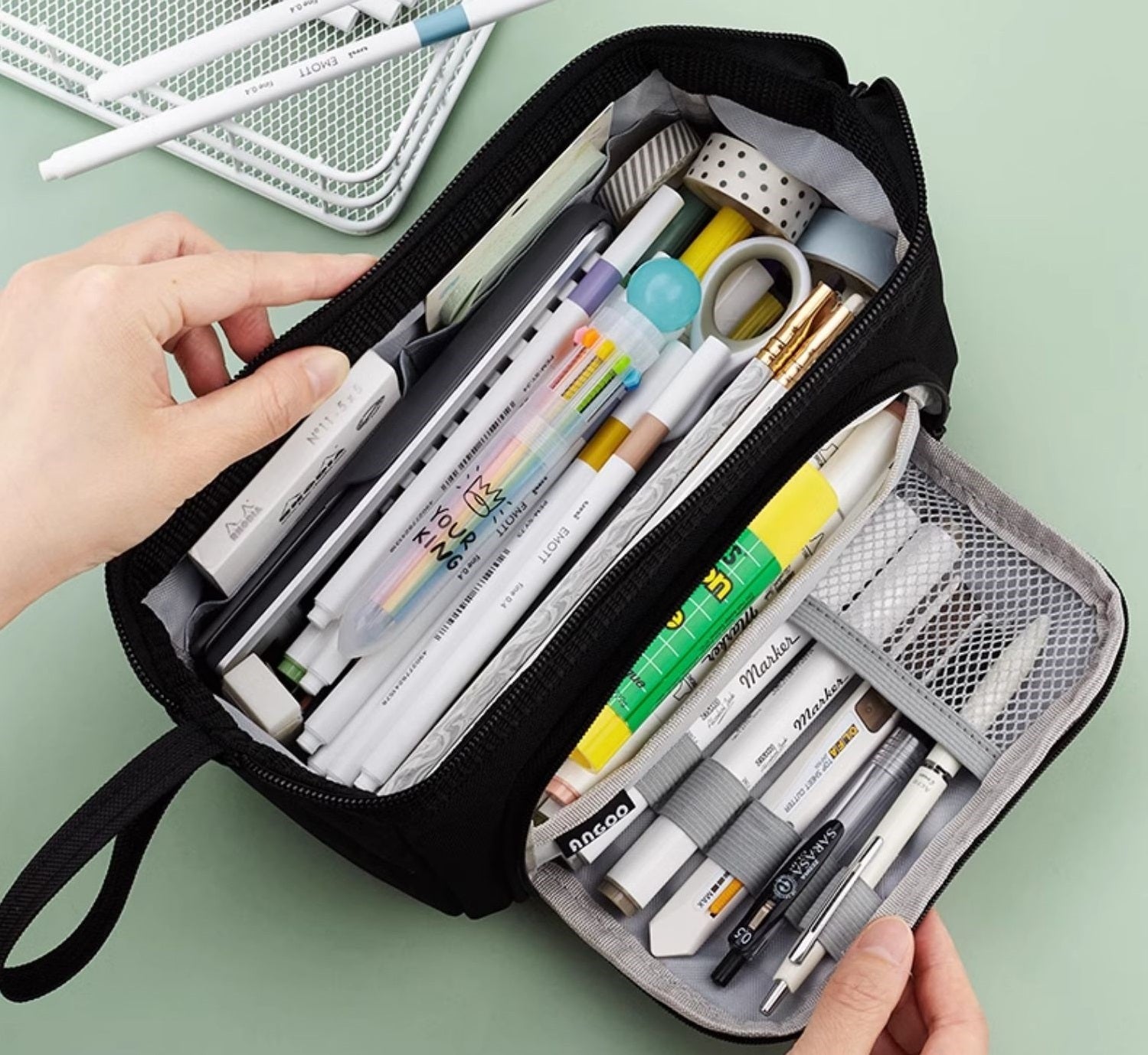 Angoo Pencil Case Extra Large 100-Pen Capacity Canvas Organizer