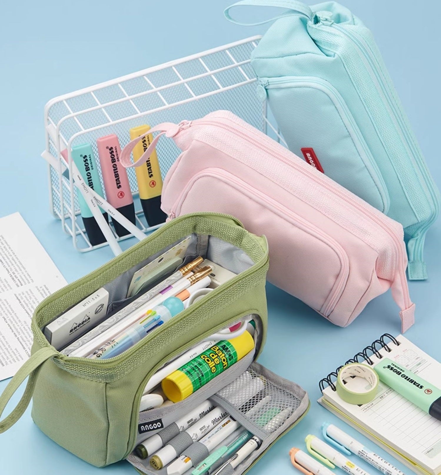 Angoo Pencil Case Extra Large 100-Pen Capacity Canvas Organizer