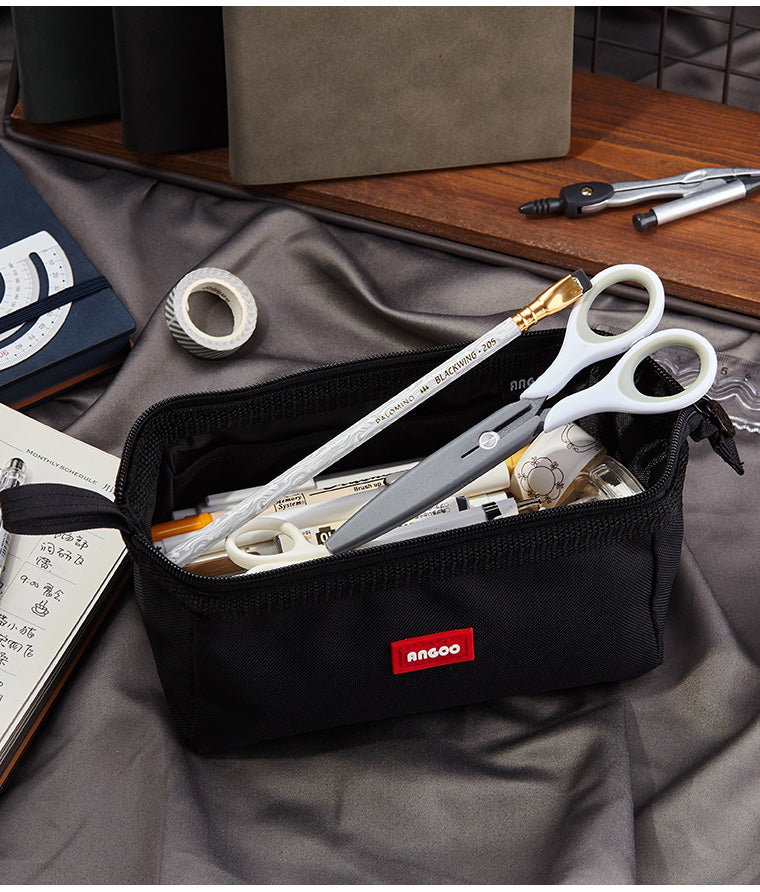 Angoo Canvas Pencil Case Stationery Organizer – Holds 40+ Pens