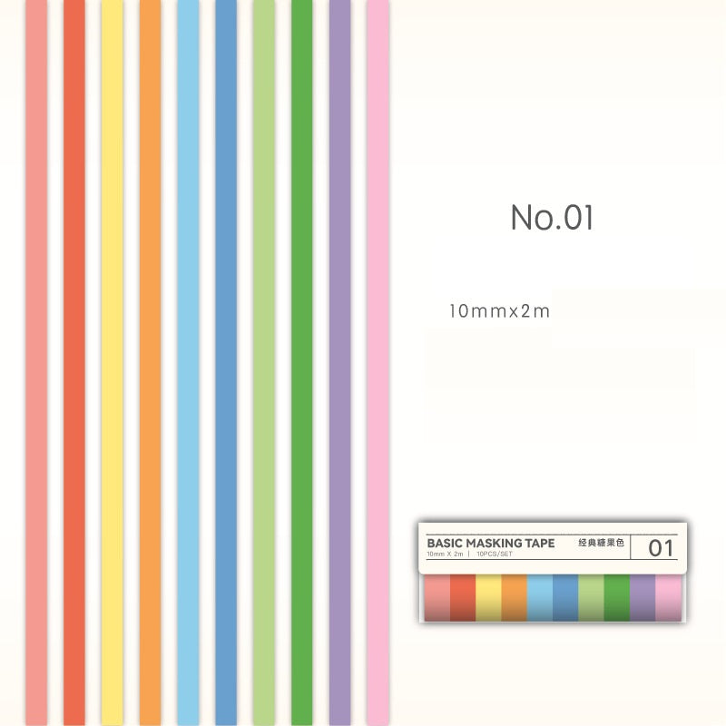 40-Roll Washi Tape Set Candy Colors, Pastels & Minimalist Patterns