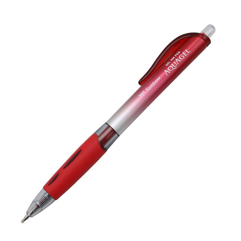 Tombow AQUAGEL Gel Ink Pen - 0.5mm - Black/Blue/Red - 10 Count Red