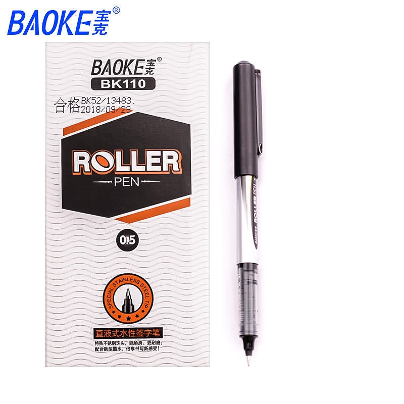 Baoke BK110 Liquid Ink Roller Pen 12 Pack 0.5mm Black