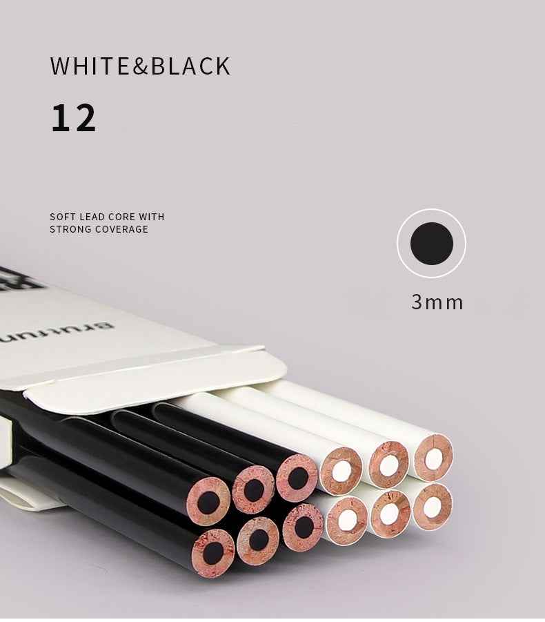 BRUTFUNER 12Pcs Black & White Oily Color Sketch Drawing Pencils - TTpen