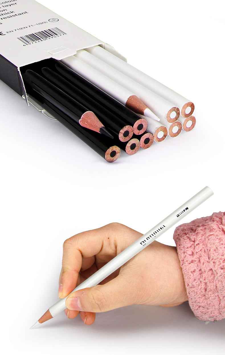 BRUTFUNER 12Pcs Black & White Oily Color Sketch Drawing Pencils - TTpen