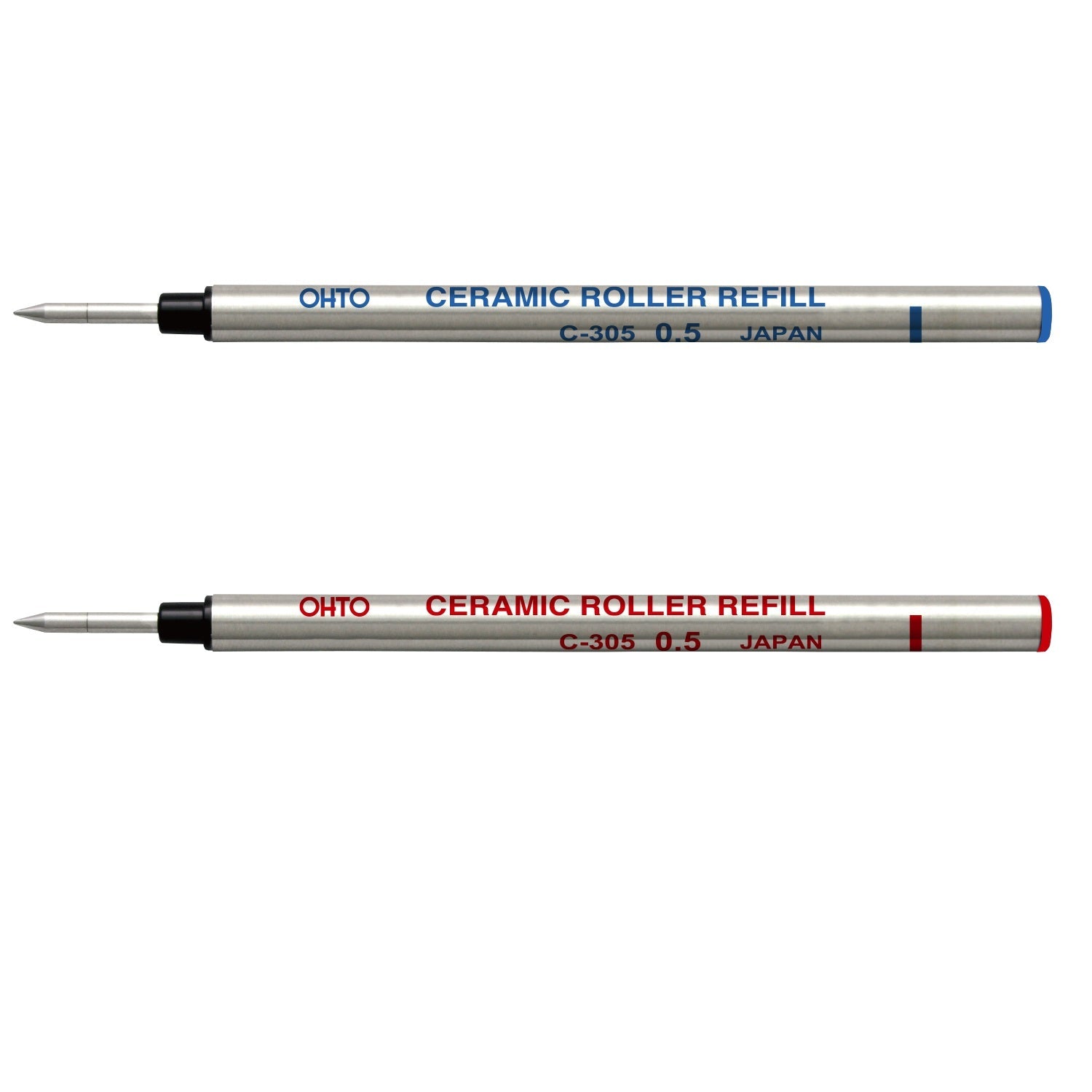 OHTO Ceramic Roller Pen Refills C-305,Red+Blue Ink,0.5mm,2-Pack