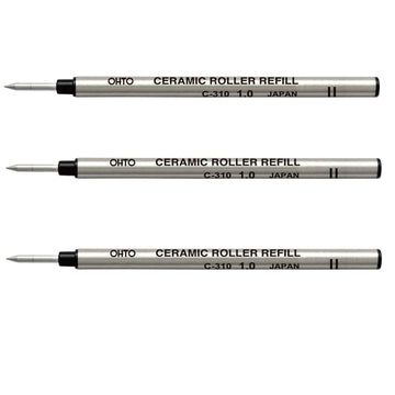 OHTO Ceramic Roller Pen Refills C-304,Black Ink,0.4mm,3-Pack