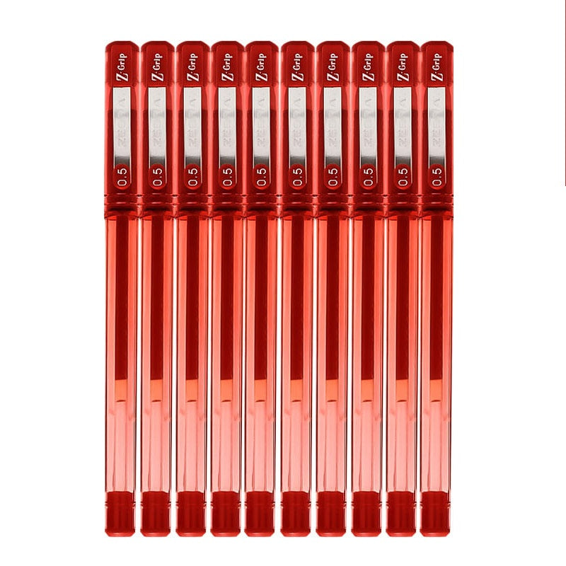 Zebra Z-Grip Stick Gel Ink Rollerball Pen,0.5mm,10 Pack 10 Red