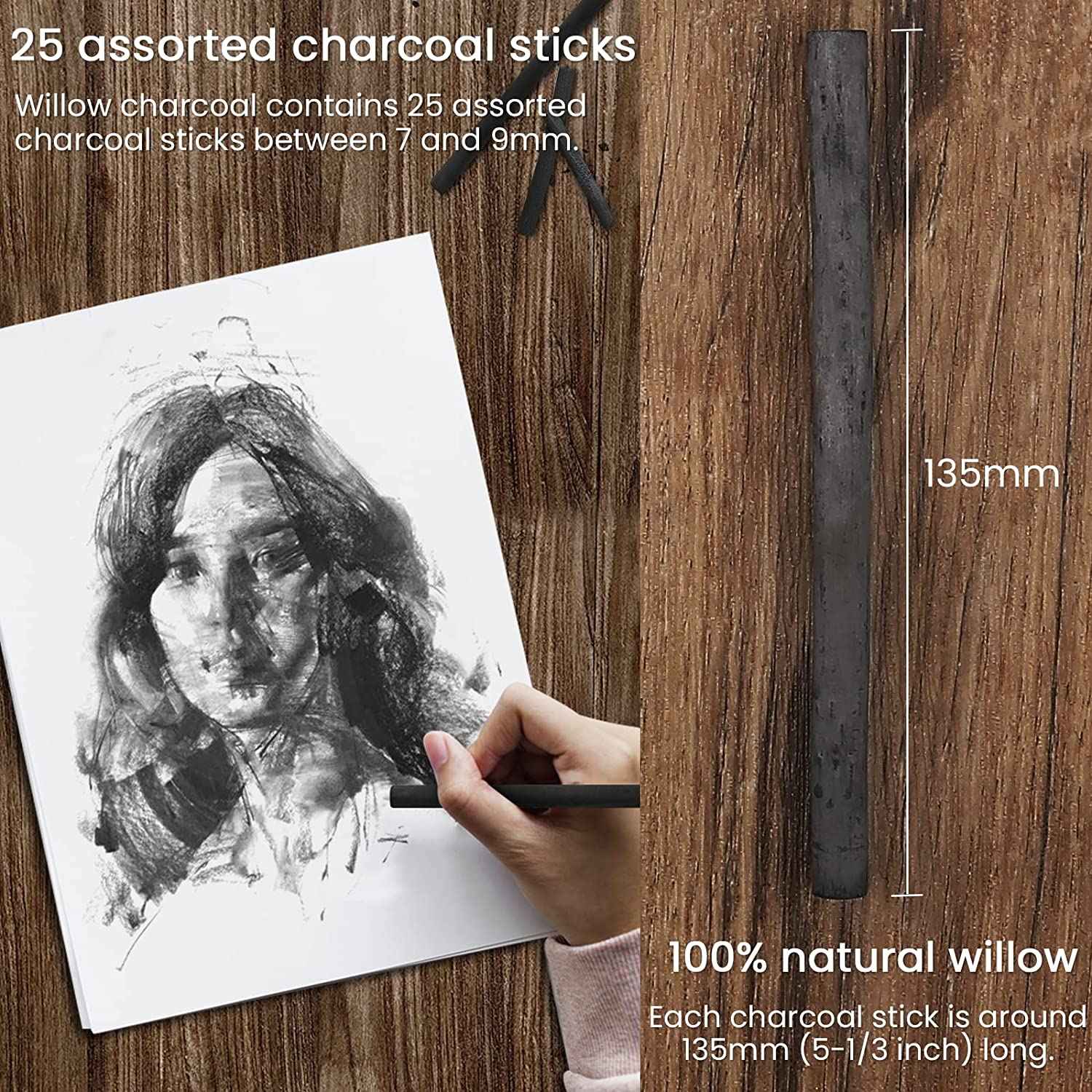 Maries Artists' Drawing Willow Charcoal 25PCS - TTpen