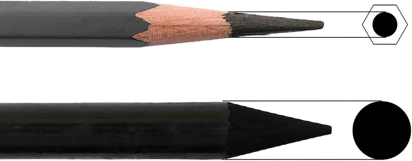 Marie's 24pcs Non-Wood Whole-Lead Core Graphite Charcoal Sticks Pencils - TTpen