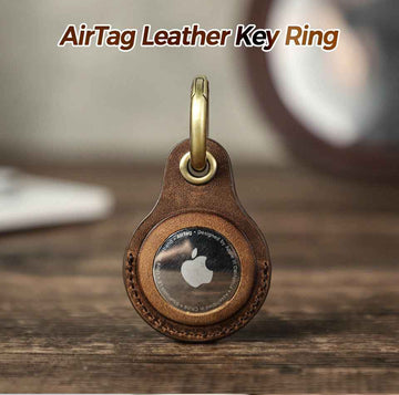 Leather Airtag Key Ring Protective Dog Collar Air Tag Case Holder - TTpen