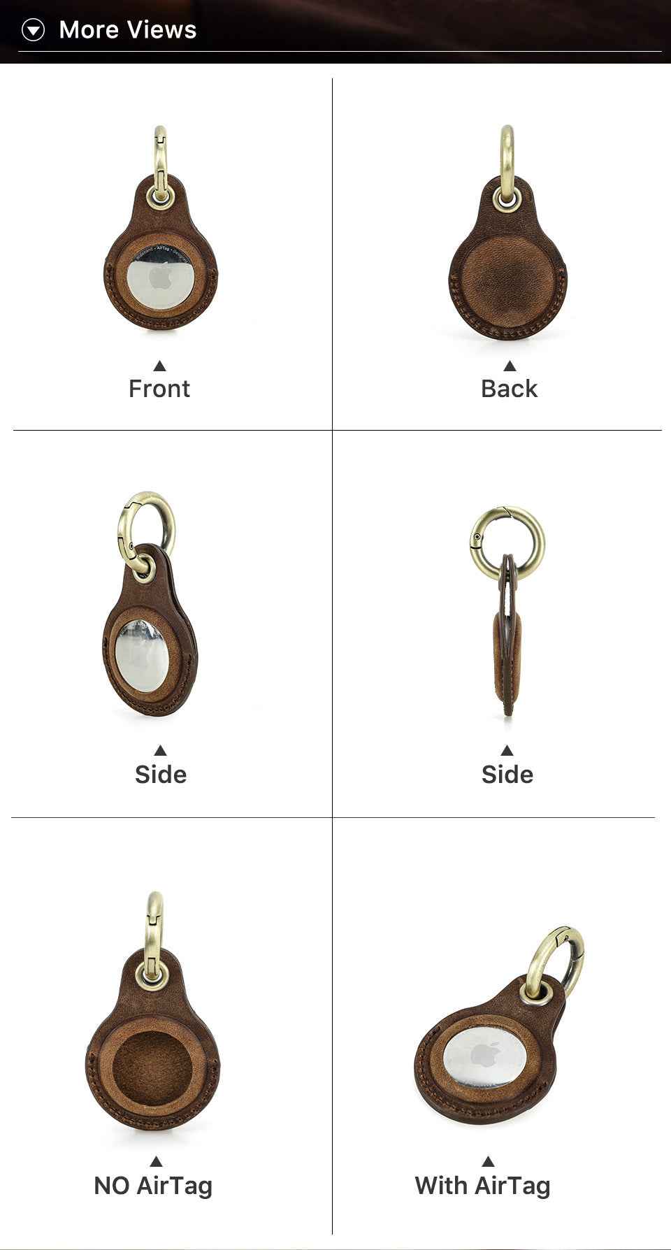 Leather Airtag Key Ring Protective Dog Collar Air Tag Case Holder - TTpen