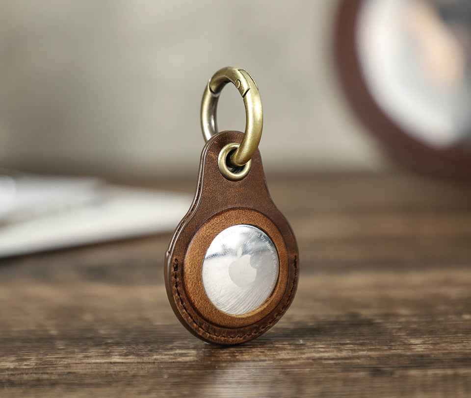Leather Airtag Key Ring Protective Dog Collar Air Tag Case Holder - TTpen