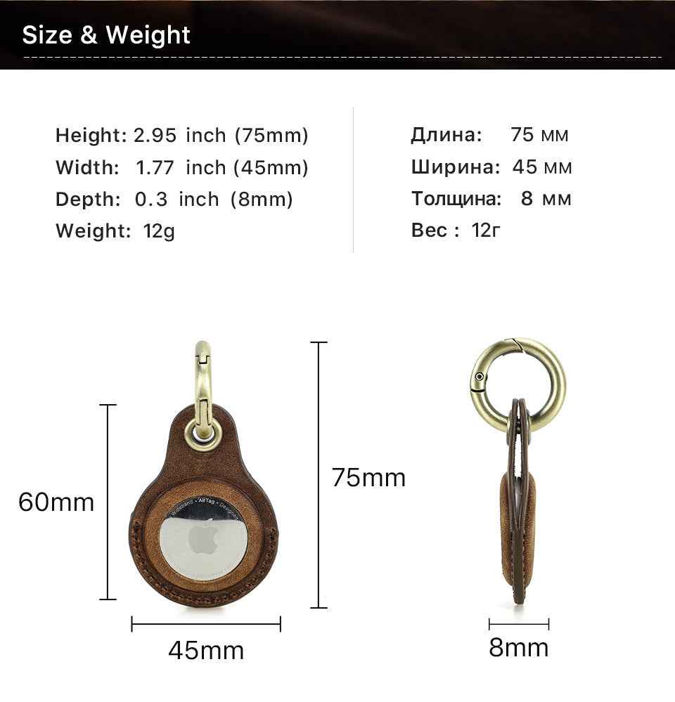 Leather Airtag Key Ring Protective Dog Collar Air Tag Case Holder - TTpen