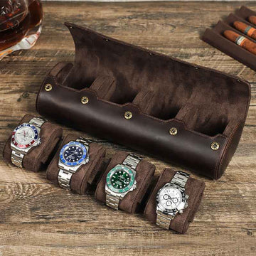 Leather Watch Roll Case 4 Slots Storage Box - TTpen