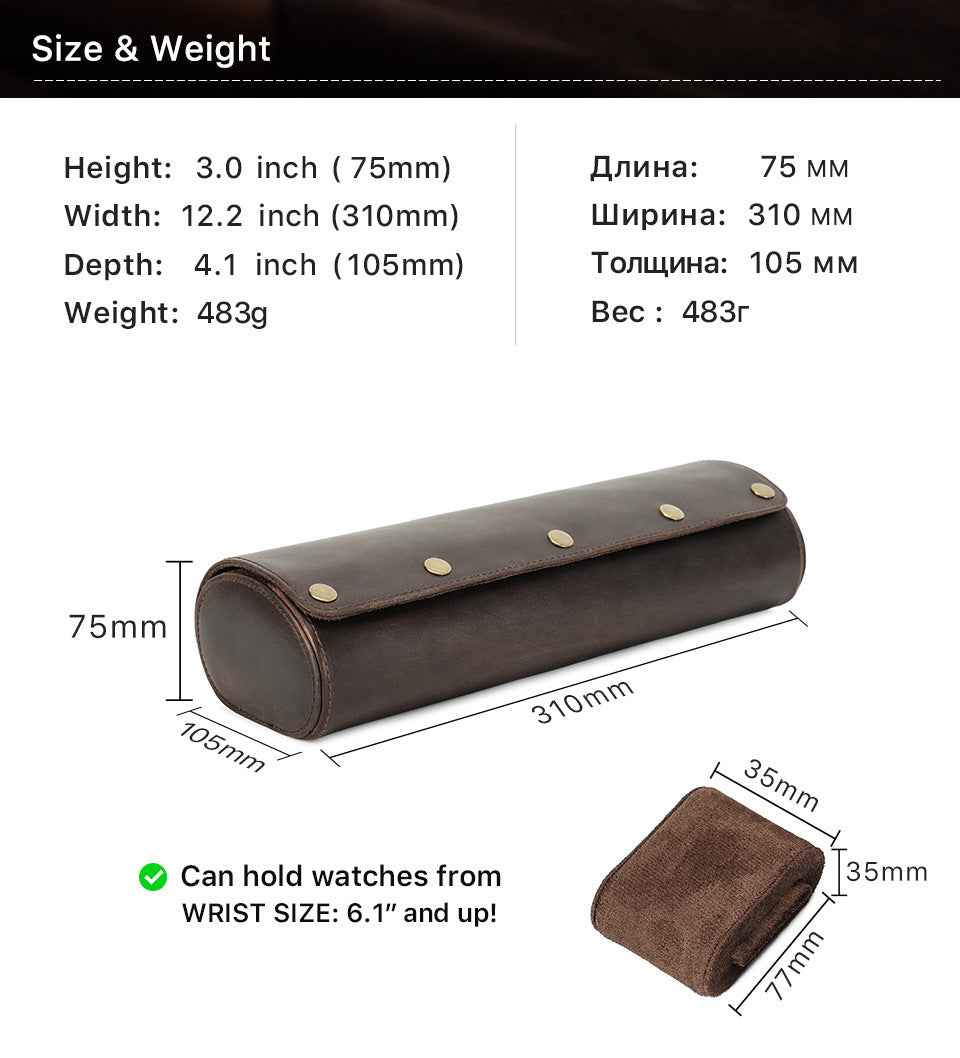 Leather Watch Roll Case 4 Slots Storage Box - TTpen