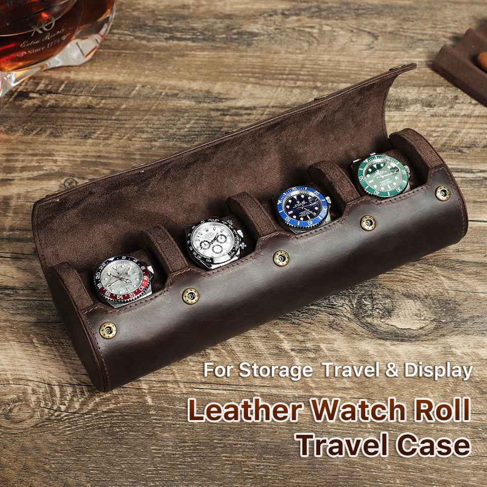 Leather Watch Roll Case 4 Slots Storage Box - TTpen
