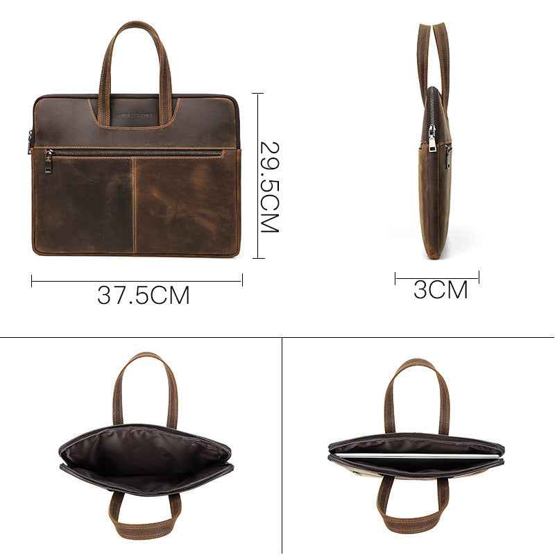 Leather Laptop Briefcase 15.4 inch with 5 Pockets for Macbook Pro Air - TTpen