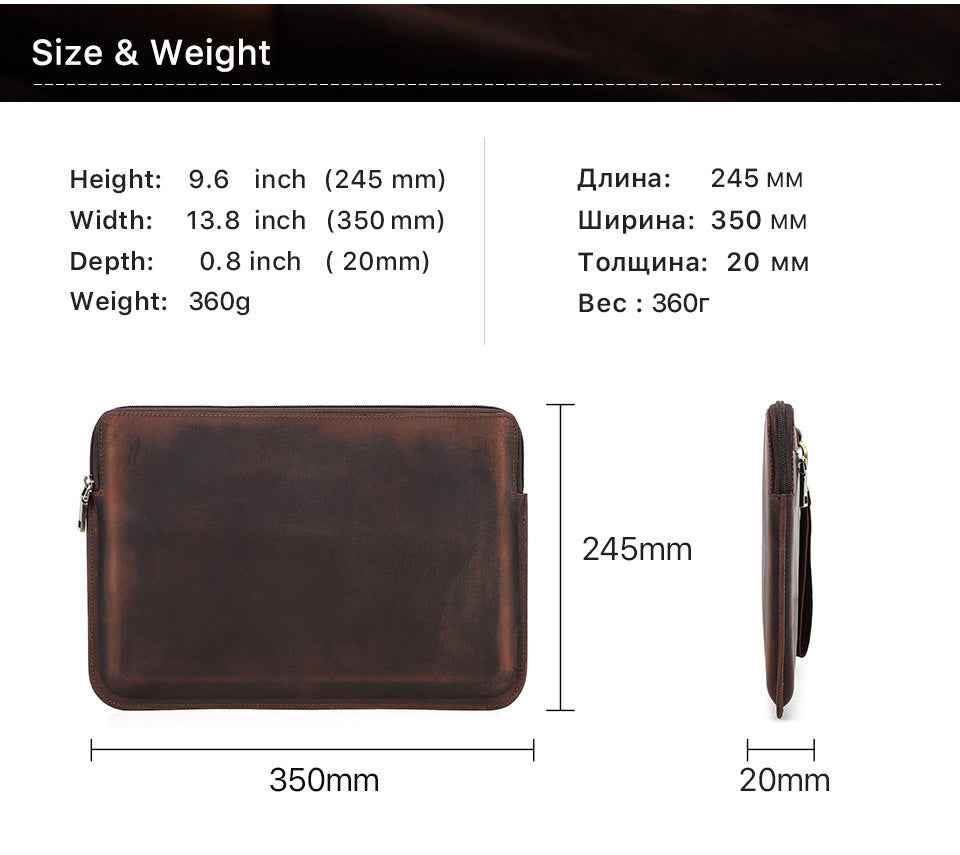 Leather Slim Laptop Sleeve Case 13.3 inch with 2 Zip Pocket - TTpen