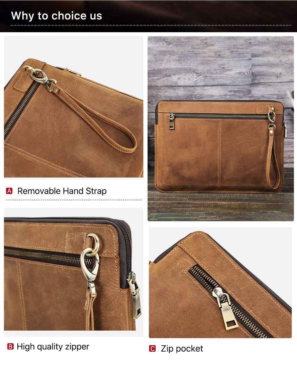 Leather Slim Laptop Sleeve Case 13.3 inch with 2 Zip Pocket - TTpen